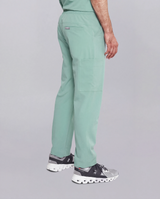 Bequeme grüne Schlupfhose mit elastischem Gummibund und praktischen Seitentaschen
