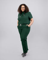 Moderne Damenhose in Khaki mit elastischem Gummibund und Seitentaschen