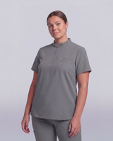Bequemer Damenkasack in grau mit elegantem Kragen und Strechanteil