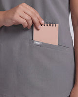 Damen Kasack in grau mit praktischen Taschen und Strech-Material