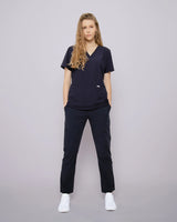 Dunkelblaue Schlupfhose mit verstellbarem Gummizug am Hosenende