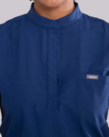 Bequemer Damenkasack in blau mit eleganten Kragen