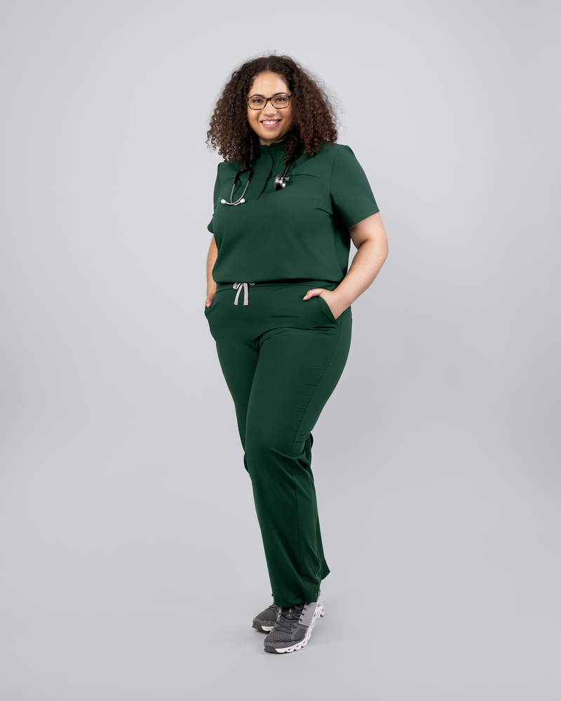 Moderne Damenhose in Khaki mit elastischem Gummibund und Seitentaschen