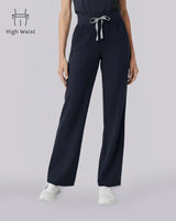 Dunkelblaue Damen High-Waist Hose für Arbeitskleidung und Beruf