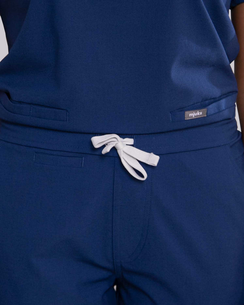 Damen Schlupfhose mit elastische Hosenbund und praktischen Fronttaschen in blau